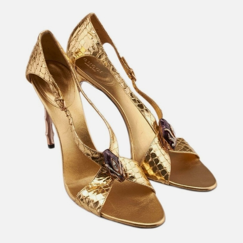 Gucci + Tom Ford Gold Python Heels